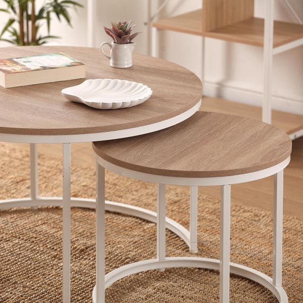 2 MESAS AUXILIARES AUREA BLANCAS - Imagen 2